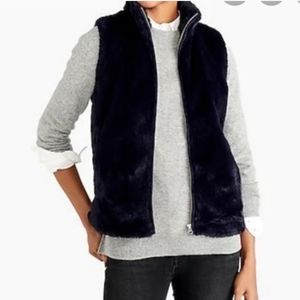 JCrew Faux Fur Navy Blue Vest